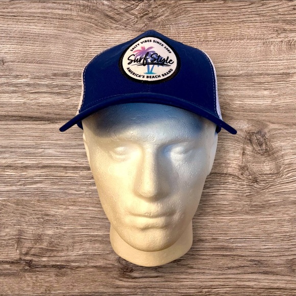 Salty Vibes Surf Style Blue and White Cap - Picture 5 of 6